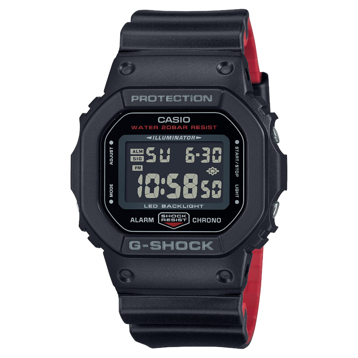 Casio G-Shock DW-5600UHR-1DR 運動防水手錶 — official product image