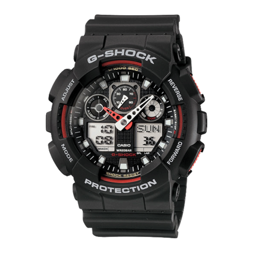 Casio G-Shock GA-100-1A4DR 運動防水手錶 — official product image