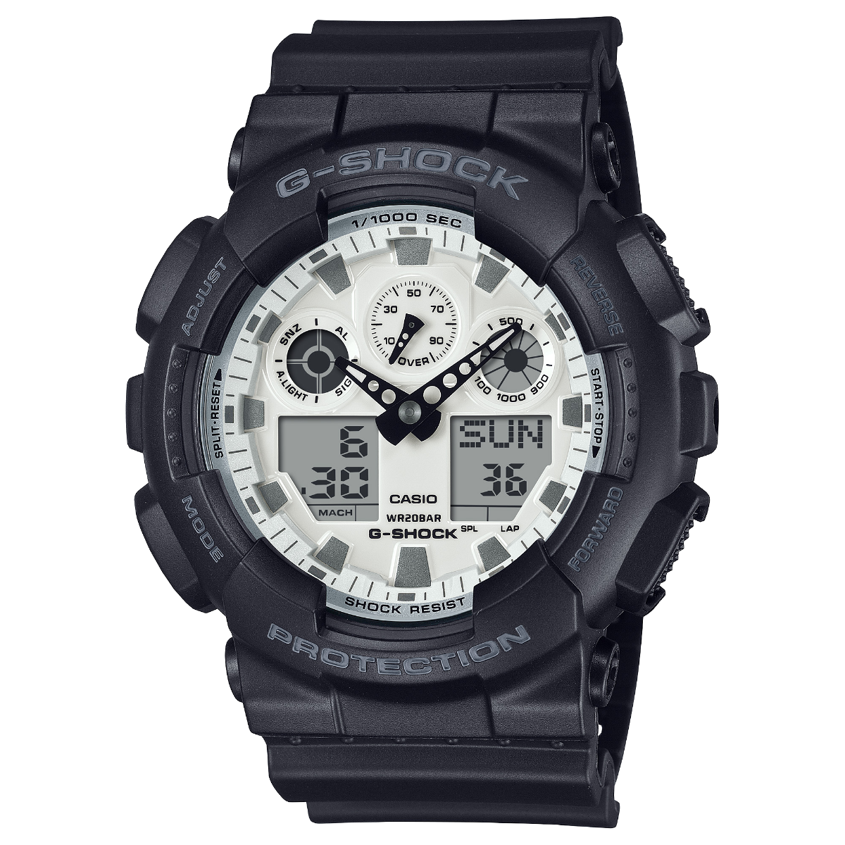 Casio G-Shock GA-100WD-1ADR 運動防水手錶 — official product image