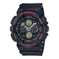 Digi Bear Casio G-Shock GA-140-1A4DR black resin sports watch with red accents and digital-analog display