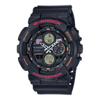 Digi Bear Casio G-Shock GA-140-1A4DR black resin sports watch with red accents and digital-analog display