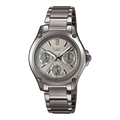 Digi Bear Casio Sheen SHE-3502BD-8AER women's watch in grey stainless steel with a multi-dial face and crystal detail
