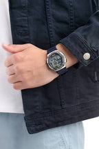 Digi Bear Casio Collection AE-1000W-2AVDF digital quartz watch with a blue resin strap worn on a wrist