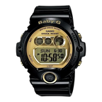 Digi Bear Casio Baby-G BG-6901-1DR women's black digital sports watch with a gold-toned face and shock resistance.