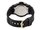 Digi Bear Casio Baby-G BG-6901-1DR sports watch showing the black resin strap and gold buckle from the back view