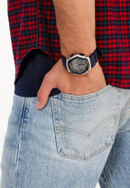 Digi Bear Casio Collection AE-1000W-2AVDF digital watch with a blue resin strap worn on a wrist