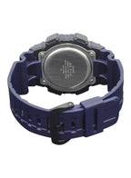 Digi Bear Casio Collection W-735H-2AVDF quartz watch showing the blue resin strap and stainless steel case back