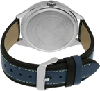 Digi Bear Casio MTP-E310L-1A3VDF quartz watch back view showing stainless steel case and blue leather strap