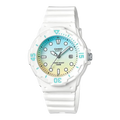 Digi Bear Casio Collection quartz watch with a white resin strap and a blue to yellow gradient dial