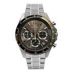 Digi Bear Seiko SBTR026 chronograph watch with a brown sunray dial, gold-tone bezel, and stainless steel bracelet.