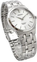 Digi Bear Seiko SCXP021 classic watch with a silver stainless steel band and a clean white dial