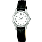 Digi Bear Seiko SSXP001 classic watch with a white dial, black Arabic numerals, and a black leather strap.