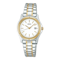 Digi Bear Seiko SSXV026 classic watch with two-tone silver and gold stainless steel band and white dial